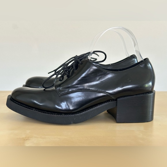 Jeffrey Campbell Patrice H Black Faux Patent Lace Up Oxford Women's Size 9.5 - Picture 2 of 9